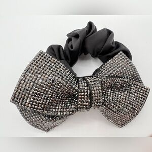 SOLD OUT Black Rhinestone Bow Hair Scrunchie
